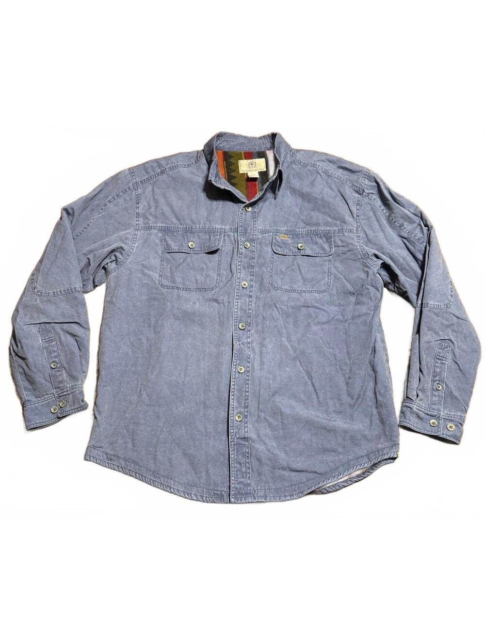 The Territory Ahead Mens Aztec Fleece Lined Denim Jacket XL Blue Shacket Vintage
